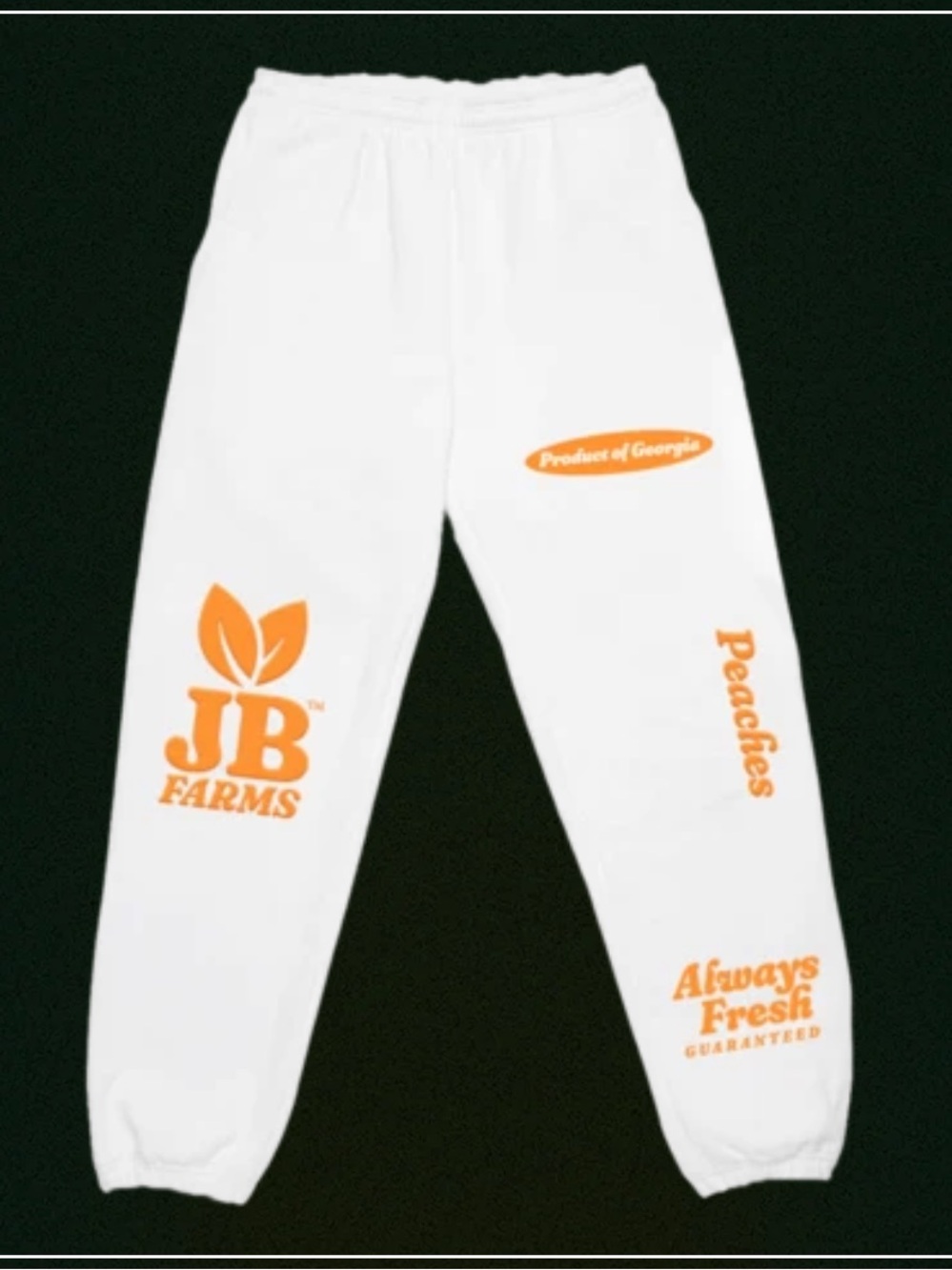 ·Justin Bieber· White and Orange Peaches Streetwear Jogger Sweatpants Size Small